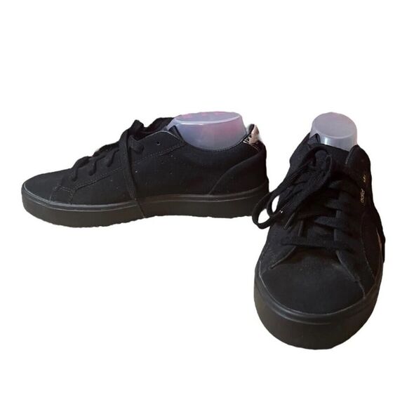 Adidas Sleek Triple Black Sneakers Leopard Accent Womens Comfort US 6.5 - Picture 10 of 12